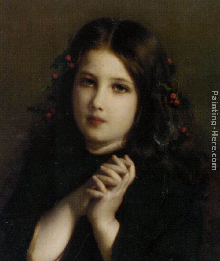 A Young Girl with Holly Berries painting - Etienne Adolphe Piot A Young Girl with Holly Berries art painting